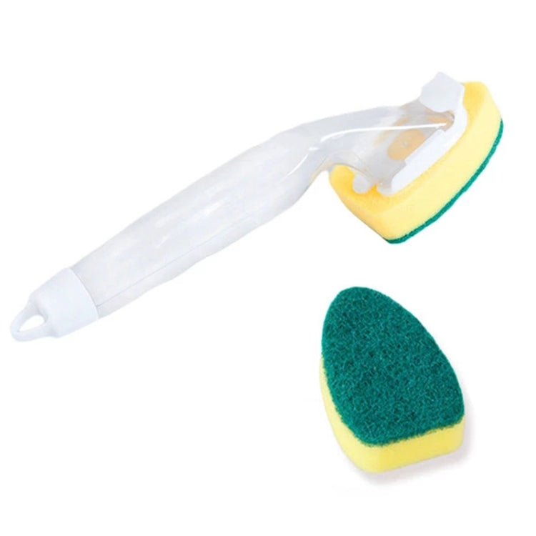Kitchen Plastic Long Handle Cleaning Brush Automatic Adding Liquid Brush Removable Sponge Brush(With 2pcs Head)