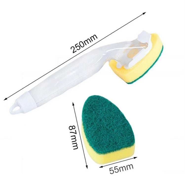 Kitchen Plastic Long Handle Cleaning Brush Automatic Adding Liquid Brush Removable Sponge Brush(With 2pcs Head)