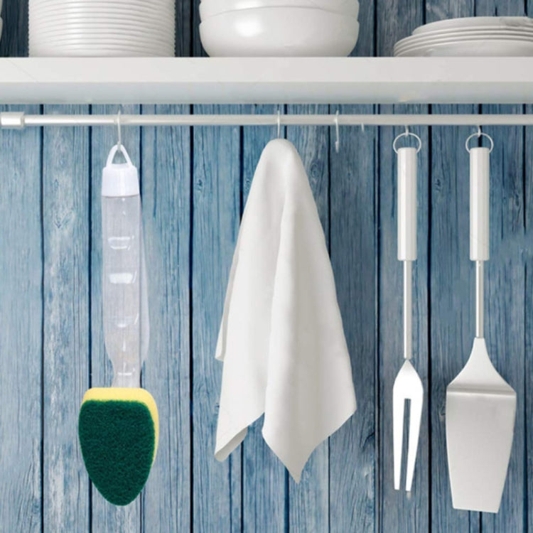 Kitchen Plastic Long Handle Cleaning Brush Automatic Adding Liquid Brush Removable Sponge Brush(With 2pcs Head)