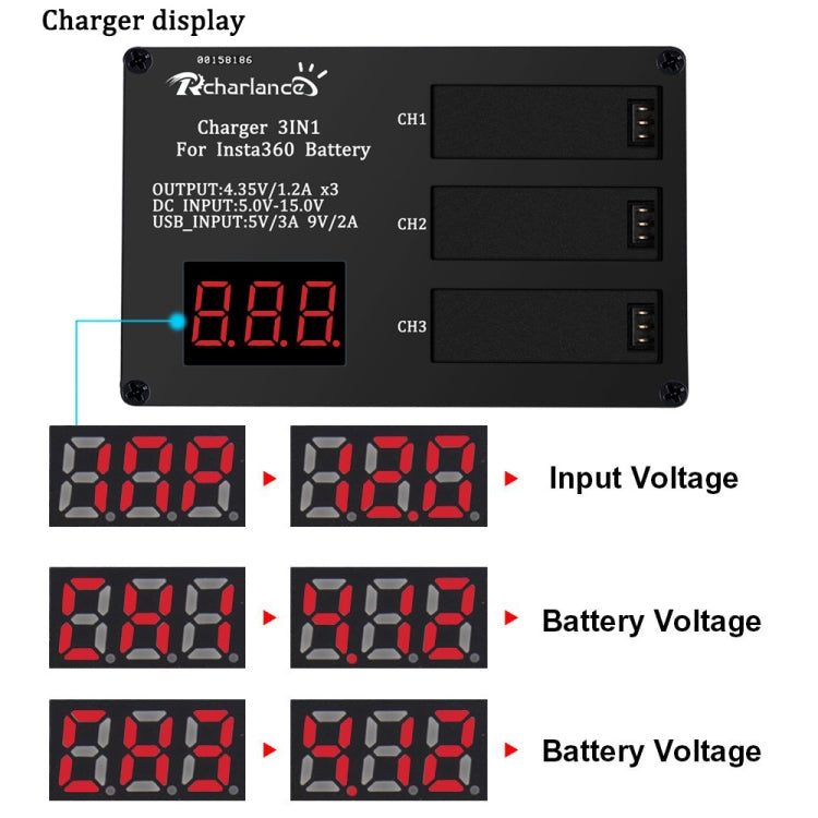 Micro USB 3 PCS Battery Charger for Insta360 ONE X Panoramic Camera, Eu Plug, Us Plug