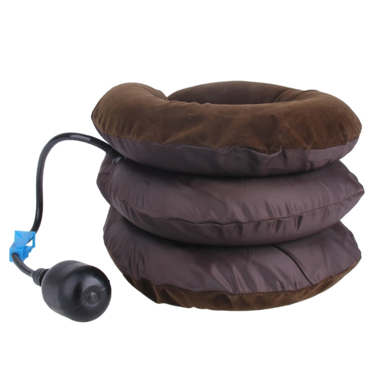 Inflatable Air Cervical Neck Traction Device Soft Head Back Shoulder Neck Ache Massager Headache Pain Relief Relaxation Brace(Coffee)