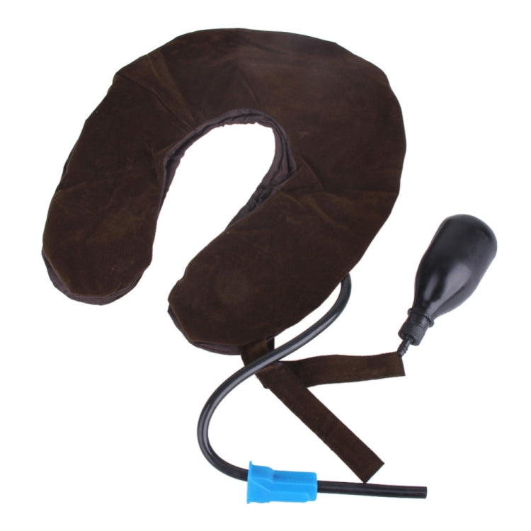 Inflatable Air Cervical Neck Traction Device Soft Head Back Shoulder Neck Ache Massager Headache Pain Relief Relaxation Brace(Coffee)