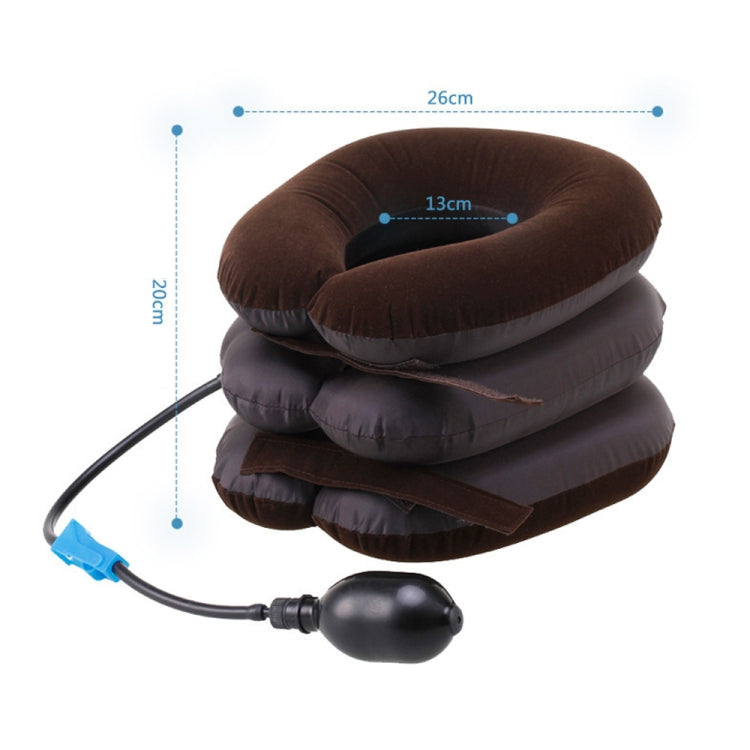 Inflatable Air Cervical Neck Traction Device Soft Head Back Shoulder Neck Ache Massager Headache Pain Relief Relaxation Brace(Coffee)