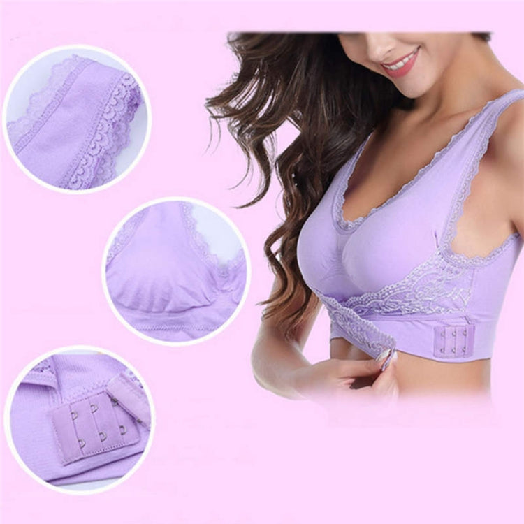 Front Cross Side Buckle Wireless Lace Bra Breathable Sport For Women, Size:L(Black)