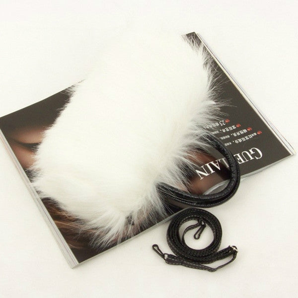 Fashion Lady PU Leather Faux Fur Handbag Shoulder Bag(Black)