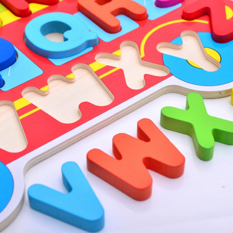Children Puzzle Toys Nursery Cartoon Hand Grab Board Wooden Plywood Jigsaw Puzzle for Children Digital Alphabet Cognition(Letter)