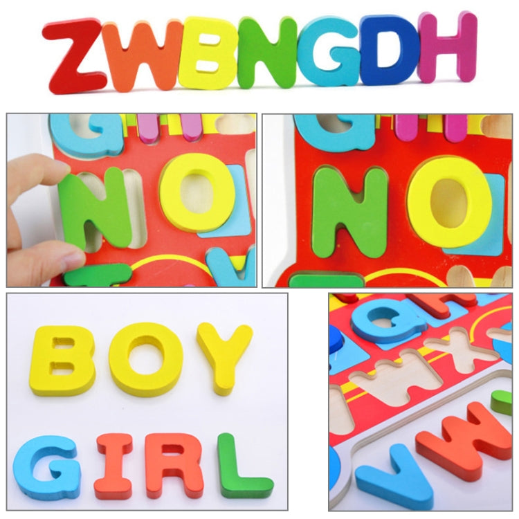 Children Puzzle Toys Nursery Cartoon Hand Grab Board Wooden Plywood Jigsaw Puzzle for Children Digital Alphabet Cognition(Letter)