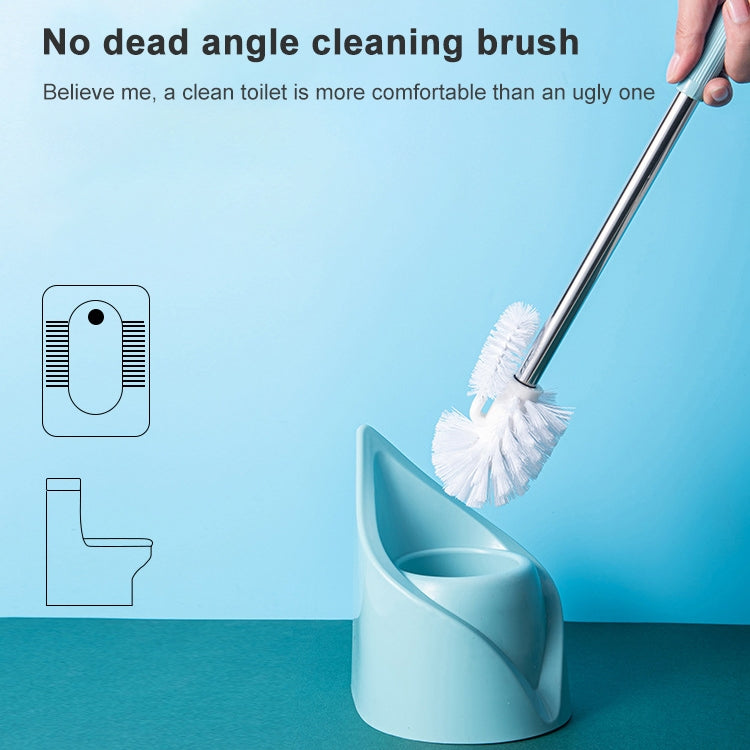 Diamond Shape Base Stainless Steel Long Handle Toilet Brush Toilet Cleaning Brush(Blue)