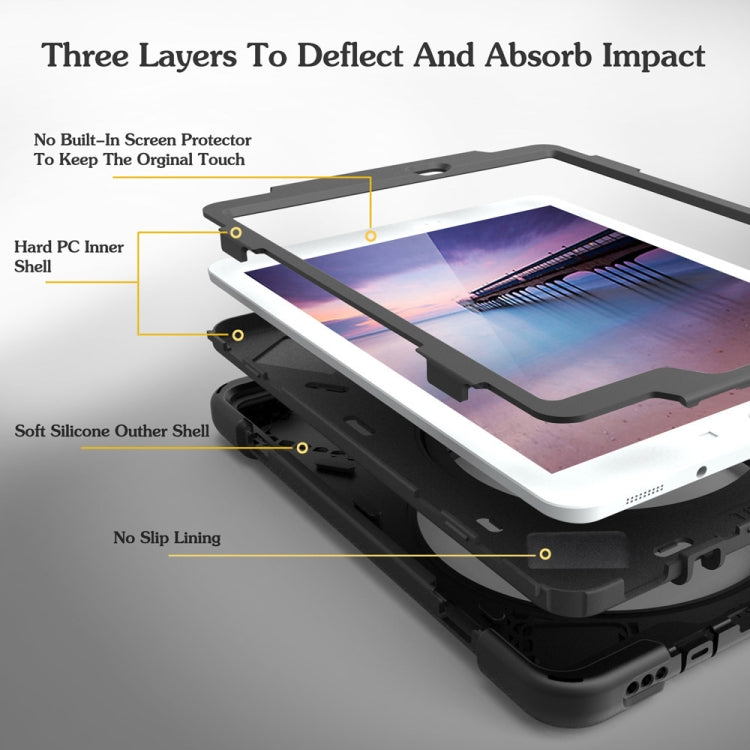 360 Degree Rotation Silicone Protective Cover with Holder and Hand Strap and Long Strap, for iPad 9.7 (2017) & (2018), for iPad Pro 9.7, for iPad 6 / iPad Air 2, for iPad 5 / iPad Air, for iPad Pro Air 3 10.5 （2019）, for iPad Pro 12.9 (2018)           ...