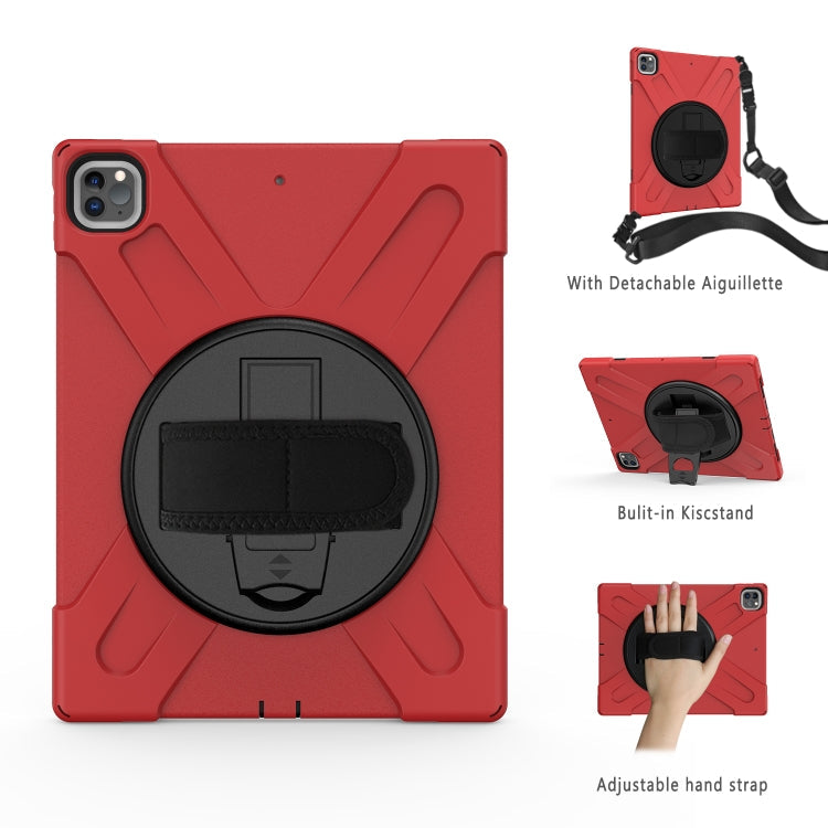 360 Degree Rotation Silicone + PC Case with Strap for iPad Pro 12.9 2018 (Red)