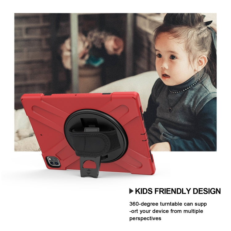 360 Degree Rotation Silicone + PC Case with Strap for iPad Pro 12.9 2018 (Red)
