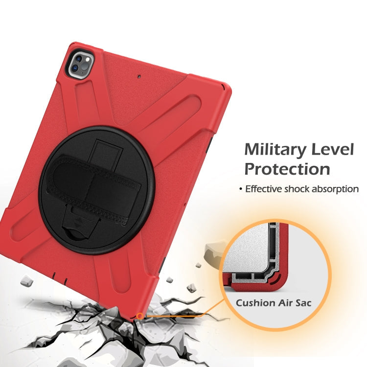 360 Degree Rotation Silicone + PC Case with Strap for iPad Pro 12.9 2018 (Red)
