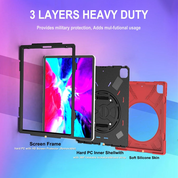 360 Degree Rotation Silicone + PC Case with Strap for iPad Pro 12.9 2018 (Red)