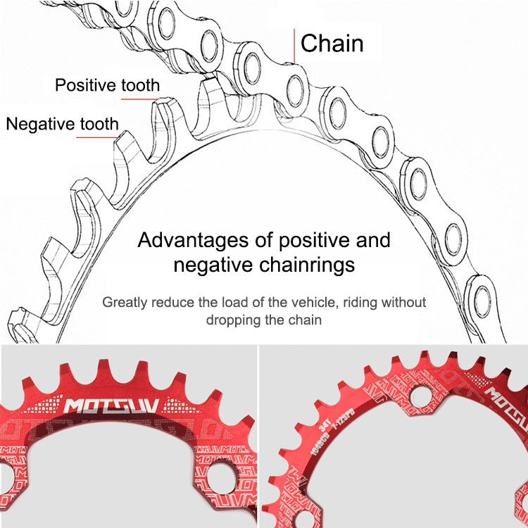 MOTSUV Round Narrow Wide Chainring MTB  Bicycle 104BCD Tooth Plate Parts, Elliptic plate 34T, Elliptic plate 36T, Elliptic plate 38T