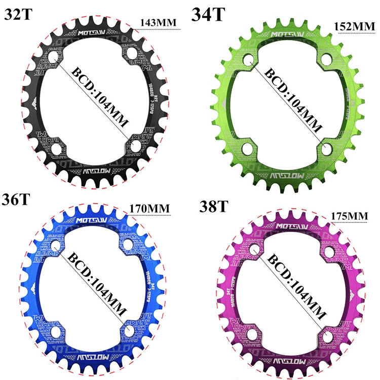 MOTSUV Round Narrow Wide Chainring MTB  Bicycle 104BCD Tooth Plate Parts, Elliptic plate 34T, Elliptic plate 36T, Elliptic plate 38T