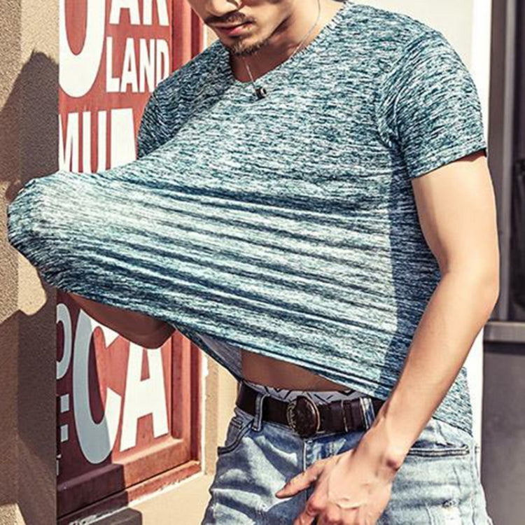 Tops Tees Casual Short Sleeve Pure T-shirts Clothes for Men, Size:L(Black)