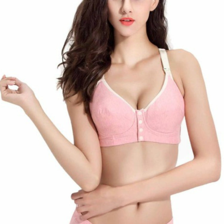 Cotton Nursing Bra Maternity Pregnancy Sports Nursing Breast Feeding Bras, Size:80C(Pink)