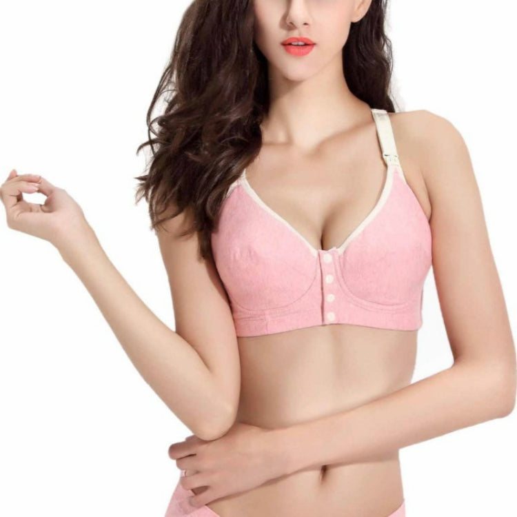 Cotton Nursing Bra Maternity Pregnancy Sports Nursing Breast Feeding Bras, Size:80C(Pink)