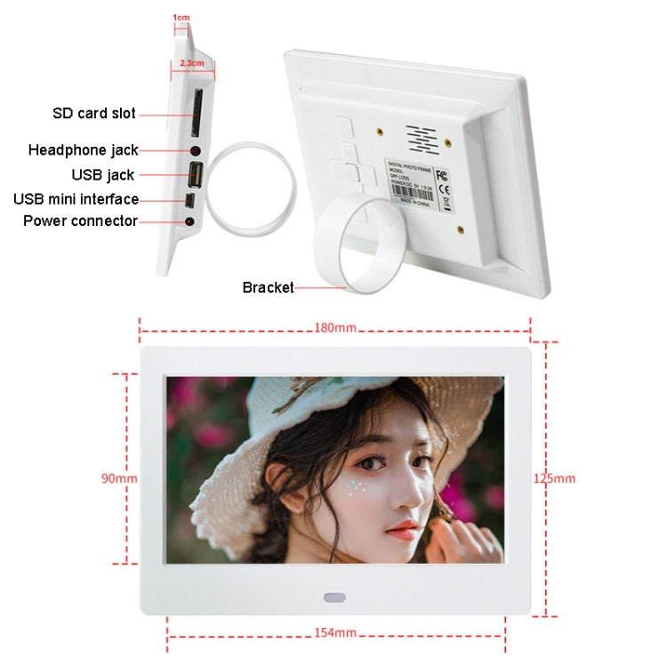 DPF-706 7 inch Digital Photo Frame LED Wall Mounted Advertising Machine, US Plug, EU Plug, UK Plug, AU Plug