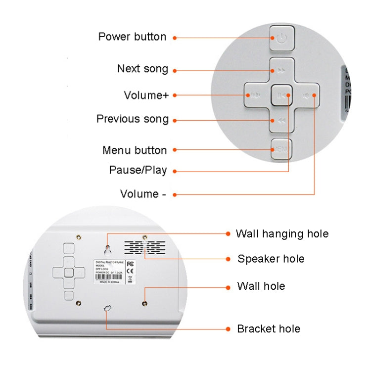 DPF-706 7 inch Digital Photo Frame LED Wall Mounted Advertising Machine, Plug:EU Plug(Black)