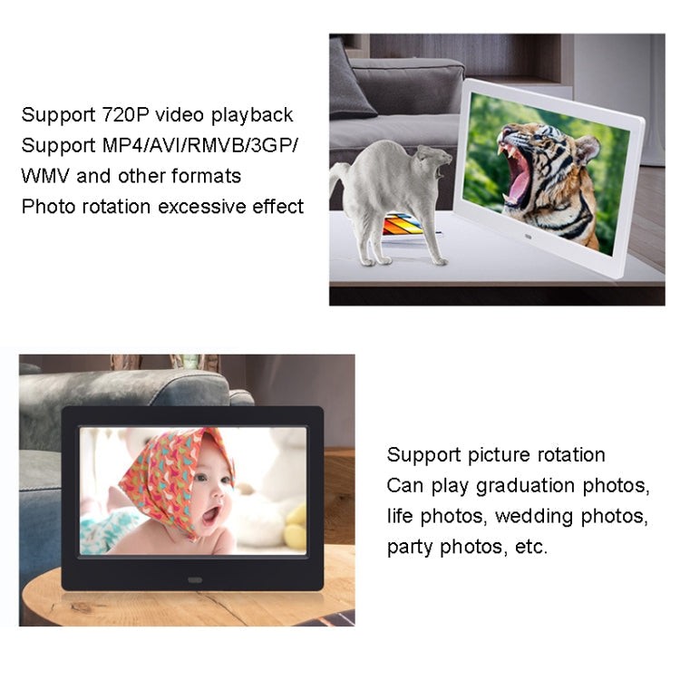 DPF-706 7 inch Digital Photo Frame LED Wall Mounted Advertising Machine, Plug:EU Plug(Black)