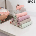 Kitchen Rag Double-sided Water-absorbing Wipe Sink Dish Rag Non Stick Oil Furniture Cleaning Cloth Random Color Delivery, Quantity:5 PCS