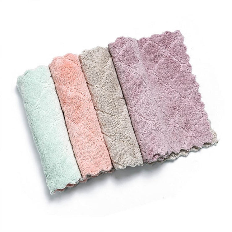 Kitchen Rag Double-sided Water-absorbing Wipe Sink Dish Rag Non Stick Oil Furniture Cleaning Cloth Random Color Delivery, Quantity:5 PCS