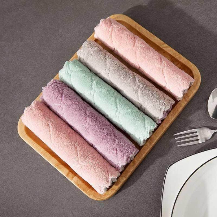 Kitchen Rag Double-sided Water-absorbing Wipe Sink Dish Rag Non Stick Oil Furniture Cleaning Cloth Random Color Delivery, Quantity:5 PCS