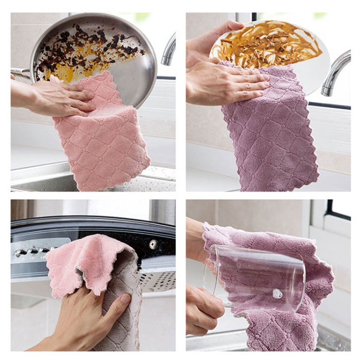 Kitchen Rag Double-sided Water-absorbing Wipe Sink Dish Rag Non Stick Oil Furniture Cleaning Cloth Random Color Delivery, Quantity:5 PCS