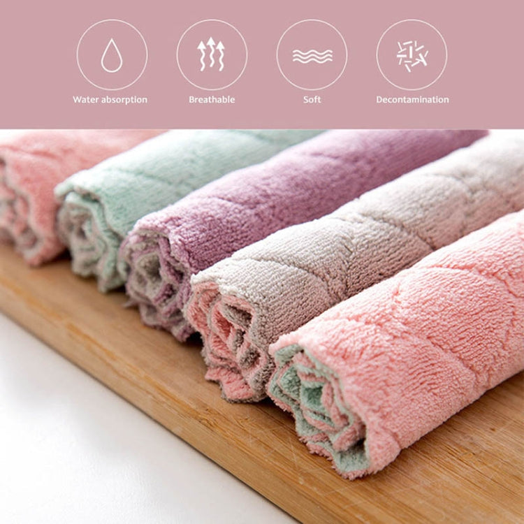 Kitchen Rag Double-sided Water-absorbing Wipe Sink Dish Rag Non Stick Oil Furniture Cleaning Cloth Random Color Delivery, Quantity:5 PCS