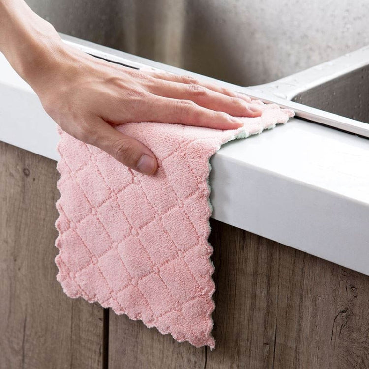 Kitchen Rag Double-sided Water-absorbing Wipe Sink Dish Rag Non Stick Oil Furniture Cleaning Cloth Random Color Delivery, Quantity:5 PCS