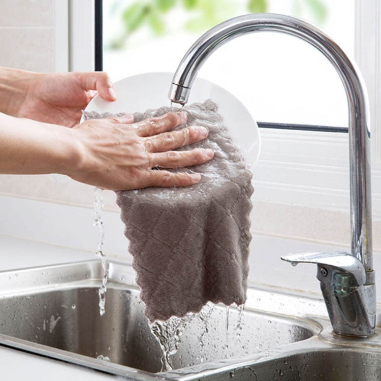 Kitchen Rag Double-sided Water-absorbing Wipe Sink Dish Rag Non Stick Oil Furniture Cleaning Cloth Random Color Delivery, Quantity:5 PCS