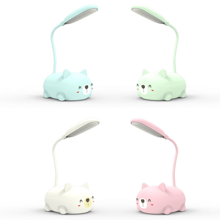 Cartoon Cat Design LED Eye Protection Reading Lamp USB Rechargeable Desk Lamp(White)