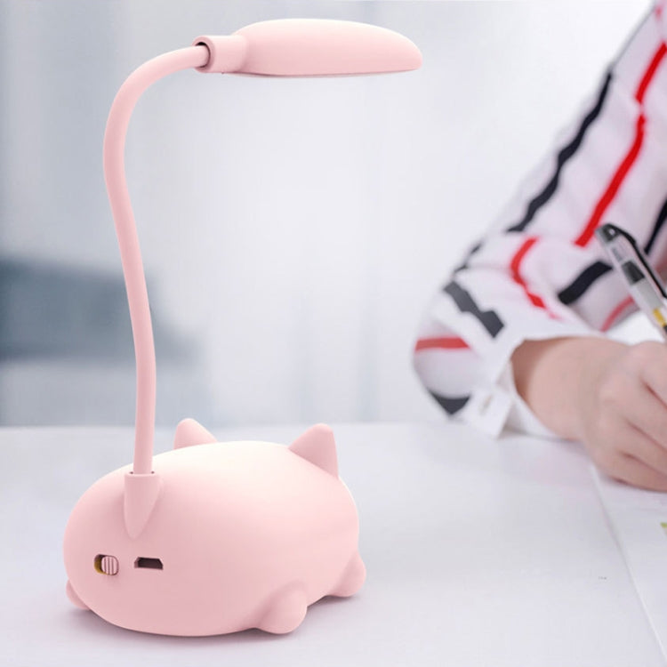 Cartoon Cat Design LED Eye Protection Reading Lamp USB Rechargeable Desk Lamp(White)