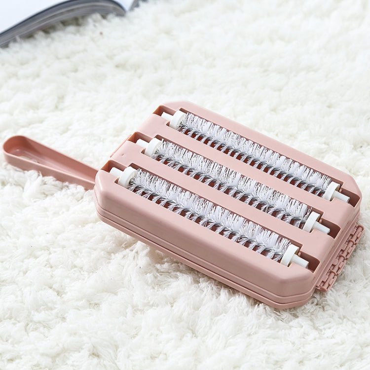 Two-row Brush Handheld Carpet Sweeper Brush Sofa Bed Pet Hair Debris Crumb Dirt Fur Cleaner Roller Cleaning Tools, Random Color Delivery
