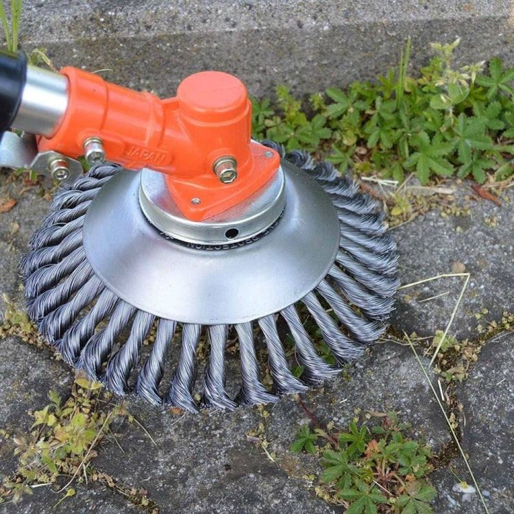 Lawn Mower Twisted Grass Wheel Steel Wire Grass Head Weeding Tray, Size:6 Inches