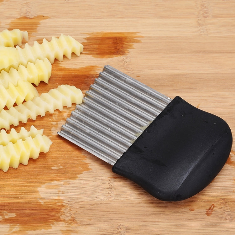 French Fries Cut Stainless Steel Saw Blade Serrated Cutter Fruit and Vegetable Tools Wave Knife Kitchen Equipment Accessories(Black)