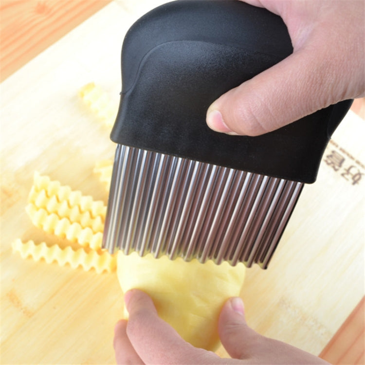French Fries Cut Stainless Steel Saw Blade Serrated Cutter Fruit and Vegetable Tools Wave Knife Kitchen Equipment Accessories(Black)