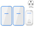 CACAZI A68-2 One to Two Wireless Remote Control Electronic Doorbell Home Smart Digital Wireless Doorbell, Style:UK Plug(White)