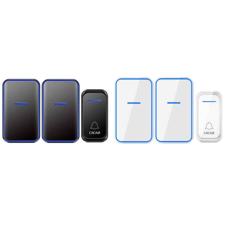 CACAZI A68-2 One to Two Wireless Remote Control Electronic Doorbell Home Smart Digital Wireless Doorbell, Style:UK Plug(Black)