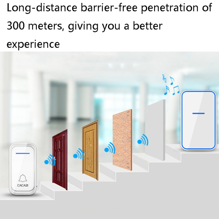 CACAZI A68-2 One to Two Wireless Remote Control Electronic Doorbell Home Smart Digital Wireless Doorbell, Style:UK Plug(Black)
