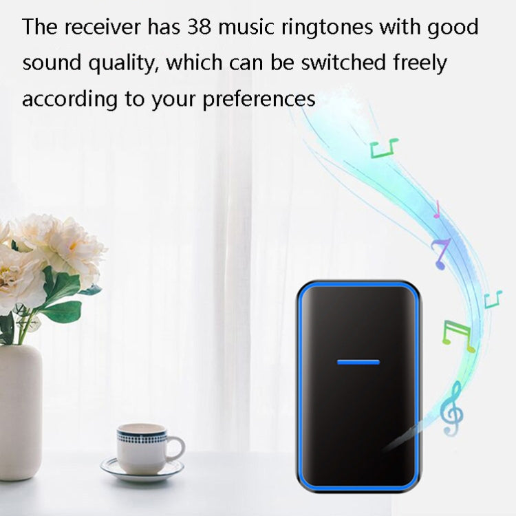 CACAZI A68-2 One to Two Wireless Remote Control Electronic Doorbell Home Smart Digital Wireless Doorbell, Style:UK Plug(White)
