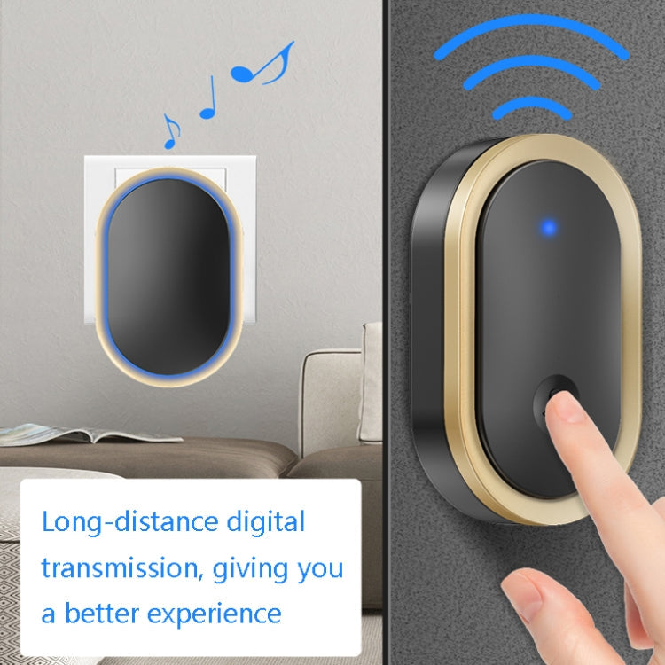 CACAZI A99 Home Smart Remote Control Doorbell Elderly Pager, Style:UK Plug(Black)