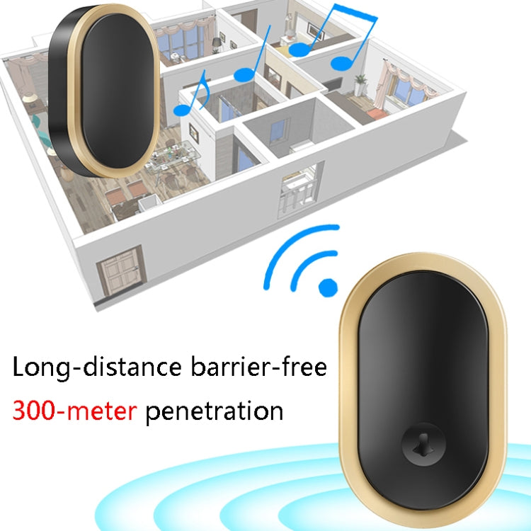 CACAZI A99 Home Smart Remote Control Doorbell Elderly Pager, Style:UK Plug(Golden)