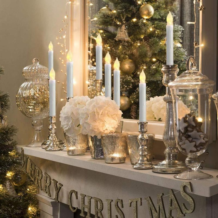 12pcs / Box LED Electronic Candle Light Flameless Long Rod Christmas Candle, Spec:Flashing Warm White Light