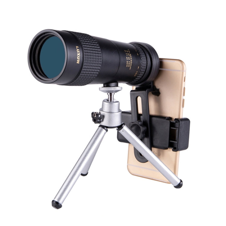 LUXUN 10-30x40 Single-Cylinder HD High-Power Telescope Mobile Phone Mini Telescope(Telescope & Phone Clip & Tripod)