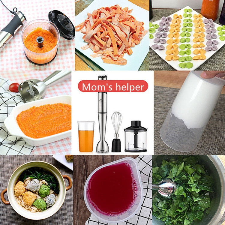 Multifunctional Food Processor Handheld Blender Detachable Magic Stick 5-speed Variable Speed Stainless Steel Cooking Stick, CN Plug(Black)