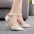 Rhinestone Stiletto Pointed Heel Women Shoes, Size:40(White)