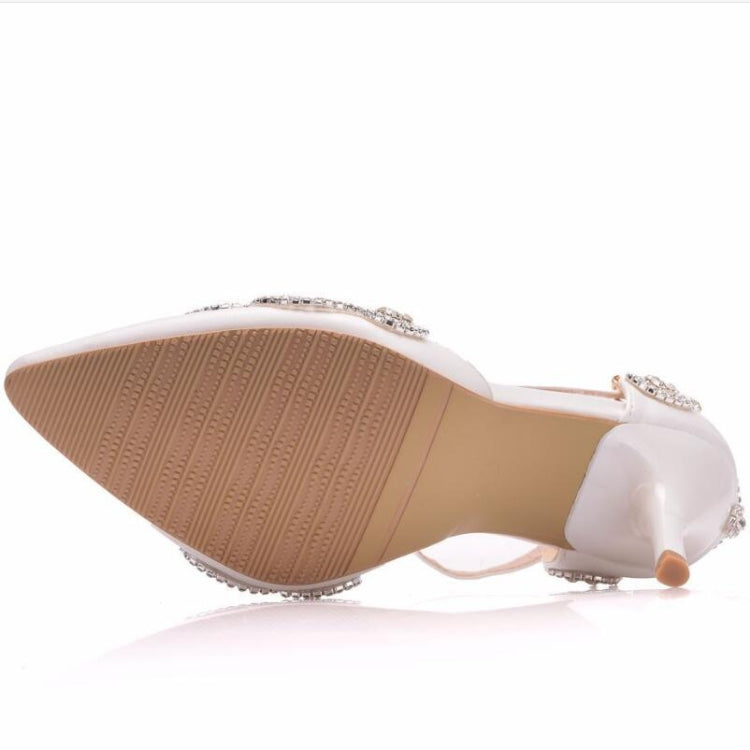 Rhinestone Stiletto Pointed Heel Women Shoes, Size:40(White)