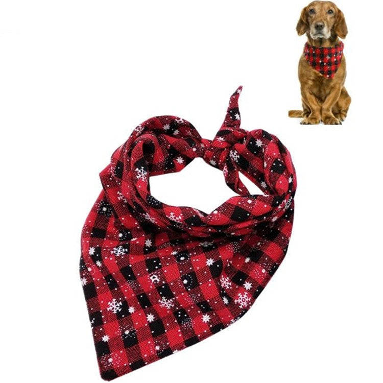 Pet Triangle Towel Christmas Snowflake Dog Saliva Towel, S, L
